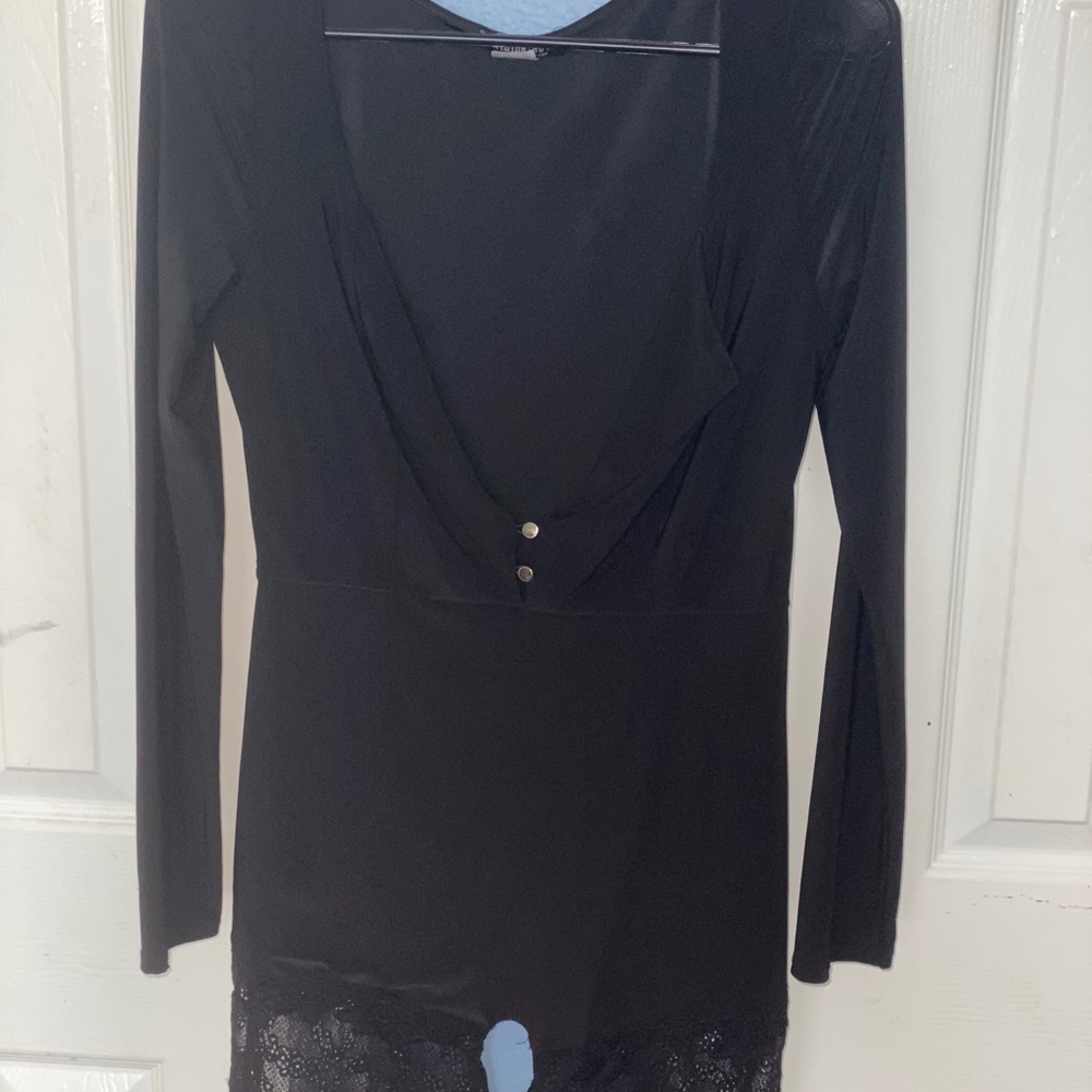 FASHIONNOVA BLACK LACE ROMPER
